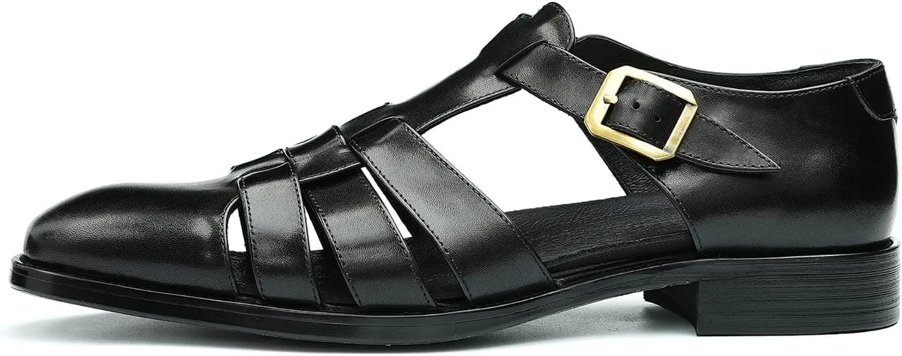 Mens Sandals Leather Dress Casual Shoes for Men Business Fashion Breathable Buckle Shoes Summer Shoes