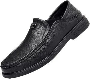 Men's Slip On Shoes Shoes Casual Leather Shoes Soft Sole Loafers Men Versatile Round Shoes Wear-Resistant
