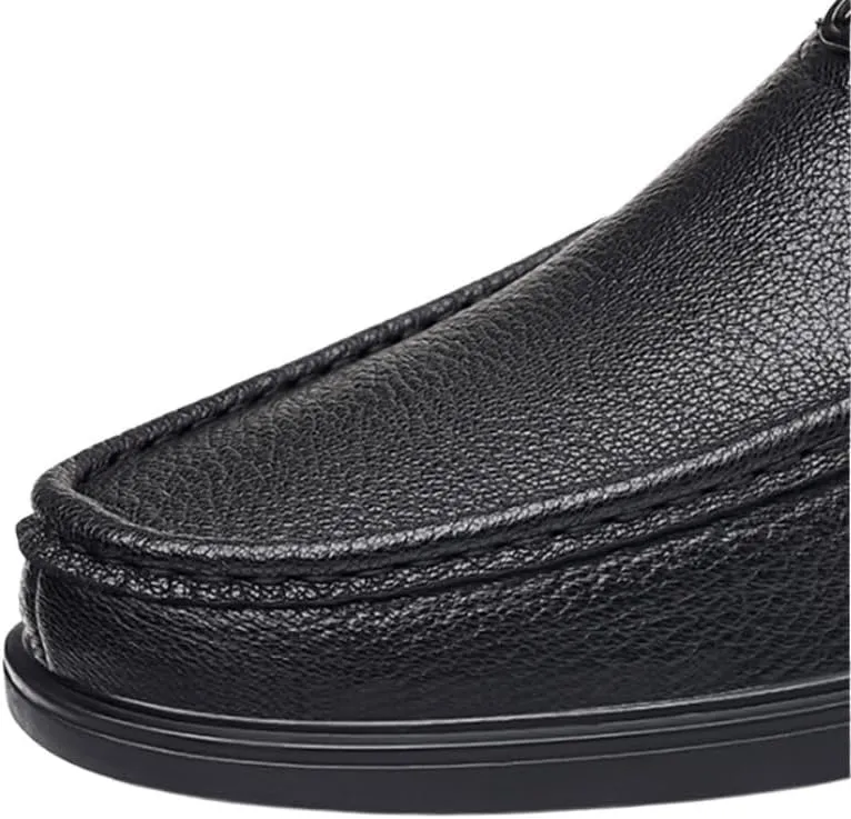 Men's Slip On Shoes Shoes Casual Leather Shoes Soft Sole Loafers Men Versatile Round Shoes Wear-Resistant