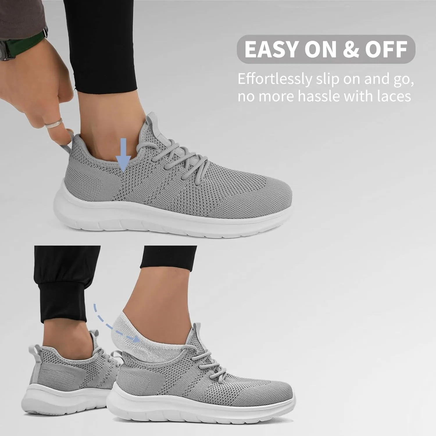 Men's Slip On Walking Shoes Non Slip Running Tennis Shoes Lightweight Breathable Athletic Gym Workout Cross Training Sneakers