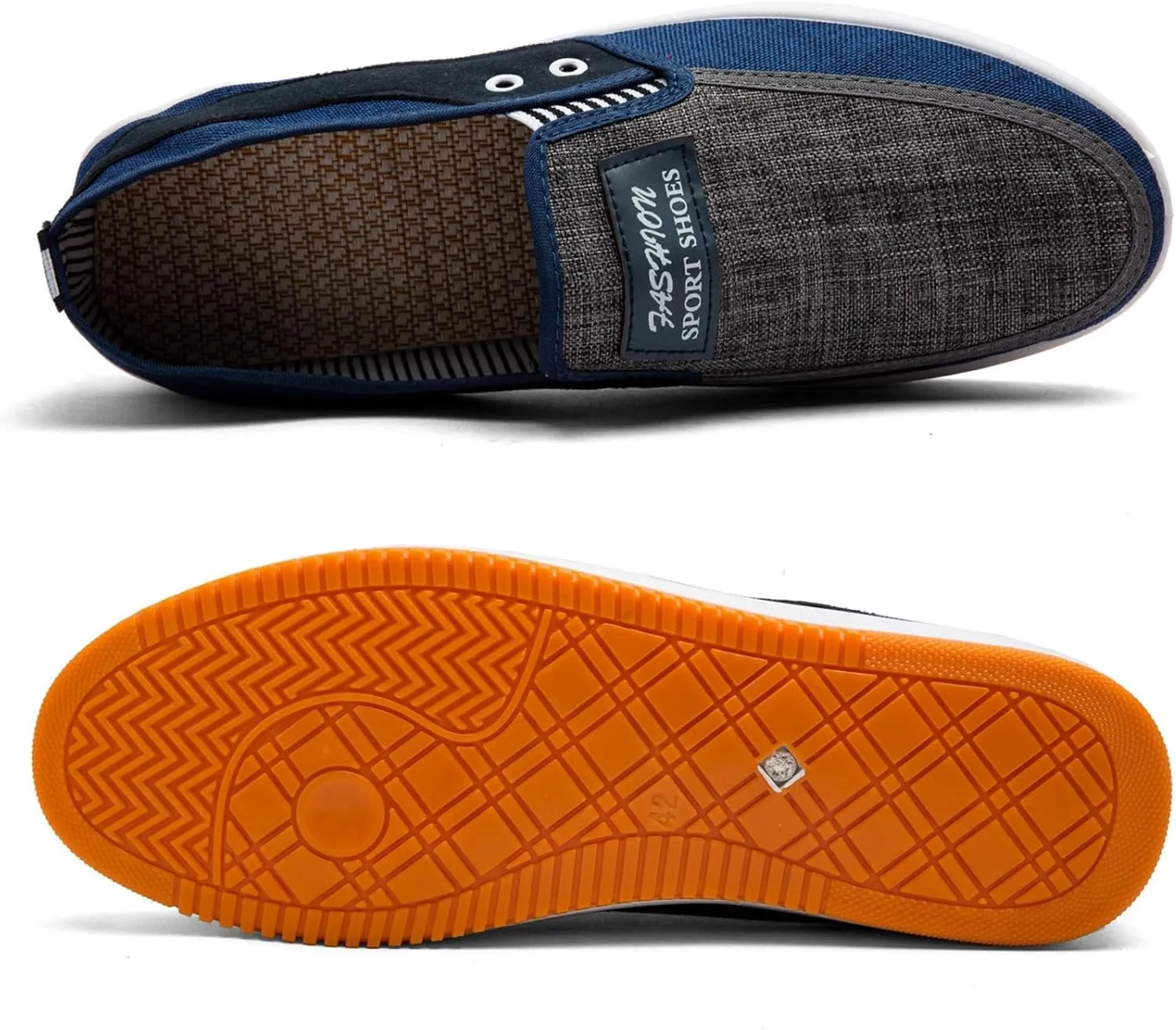 Men's Slip-Resistant Breathable Canvas Loafers - Lightweight Slip-On Casual Boat Shoes Fishing Walking Driving All-Season Low-Cut Wear-Resistant Footwear