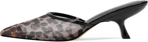 Mesh Backless Mules Heels Pumps Comfy Slippers Evening Dress Sandals Pointed Toe Women Shoes Detail 2in Heels
