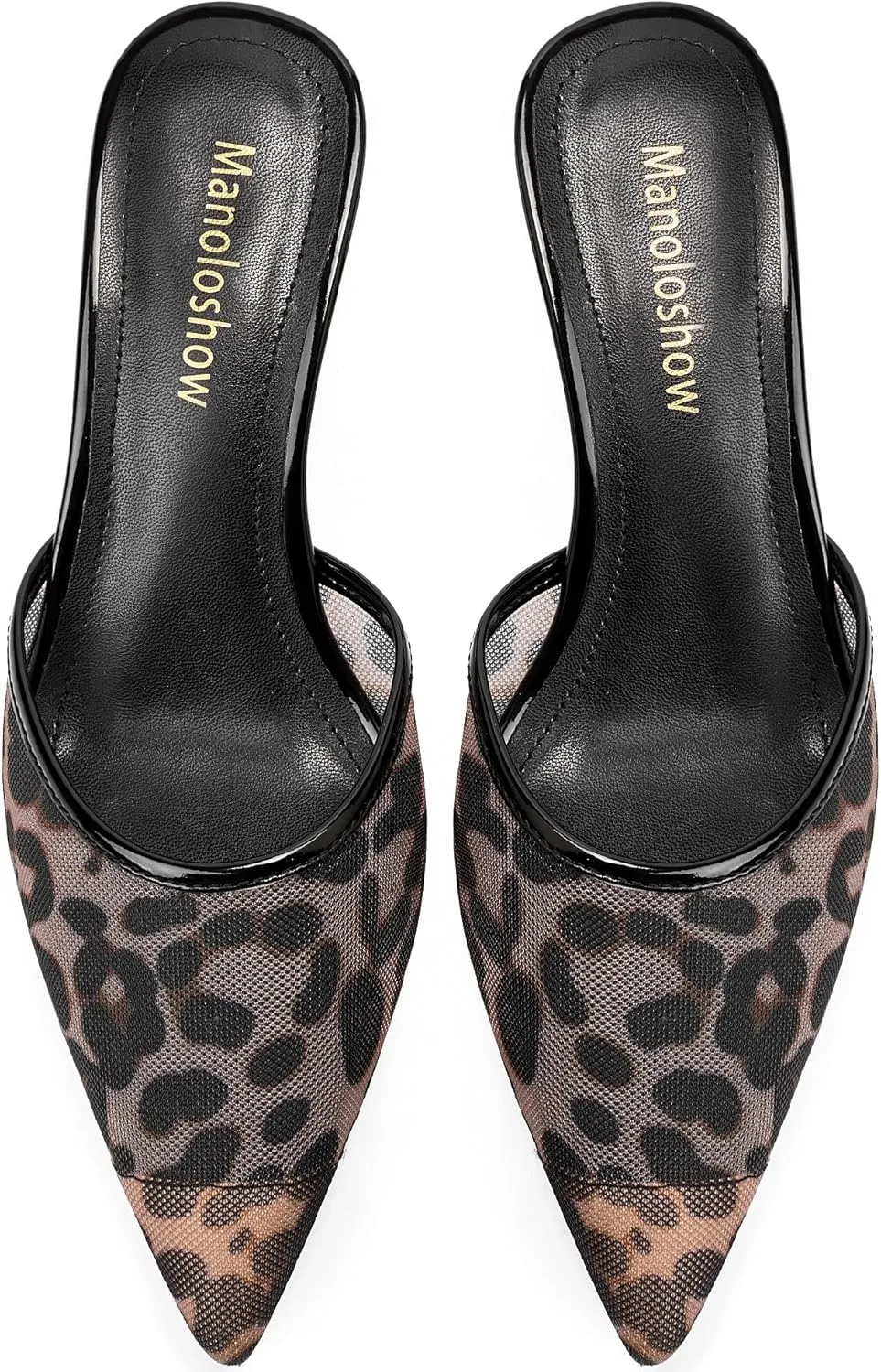 Mesh Backless Mules Heels Pumps Comfy Slippers Evening Dress Sandals Pointed Toe Women Shoes Detail 2in Heels
