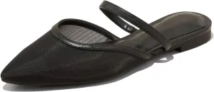 Mesh Ballet Flats for Women Fishnet Mules Shoes Pointed Toe Comfy Casual Office Slip on Mule Flats