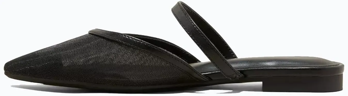 Mesh Ballet Flats for Women Fishnet Mules Shoes Pointed Toe Comfy Casual Office Slip on Mule Flats