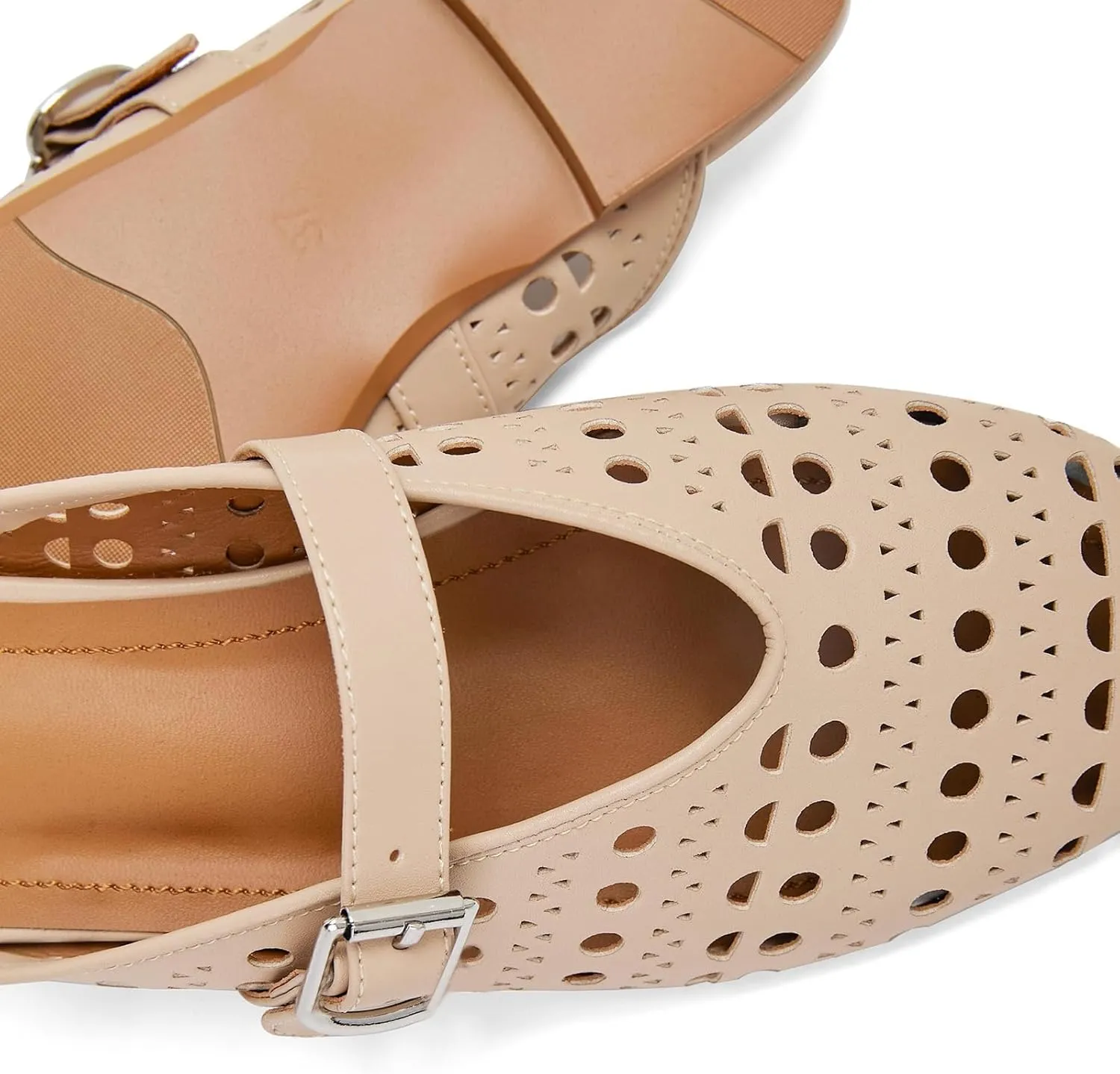 Mesh Flats Mules Sandals for Women,Women's Closed Toe Hollowing Fishnet Flat Sandals with Adjustable Ankle Strap Summer Dressy Sandals Low Heel Flats Ultra Comfortable Slip on Casual Shoes