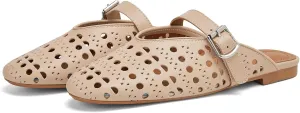 Mesh Flats Mules Sandals for Women,Women's Closed Toe Hollowing Fishnet Flat Sandals with Adjustable Ankle Strap Summer Dressy Sandals Low Heel Flats Ultra Comfortable Slip on Casual Shoes