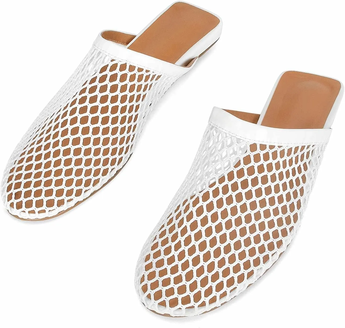 MICIFA Women's Mesh Ballet Flats Fishnet Ballerina Flats Buckle Strap Mary Jane Flats Causal Daily Dress Shoes