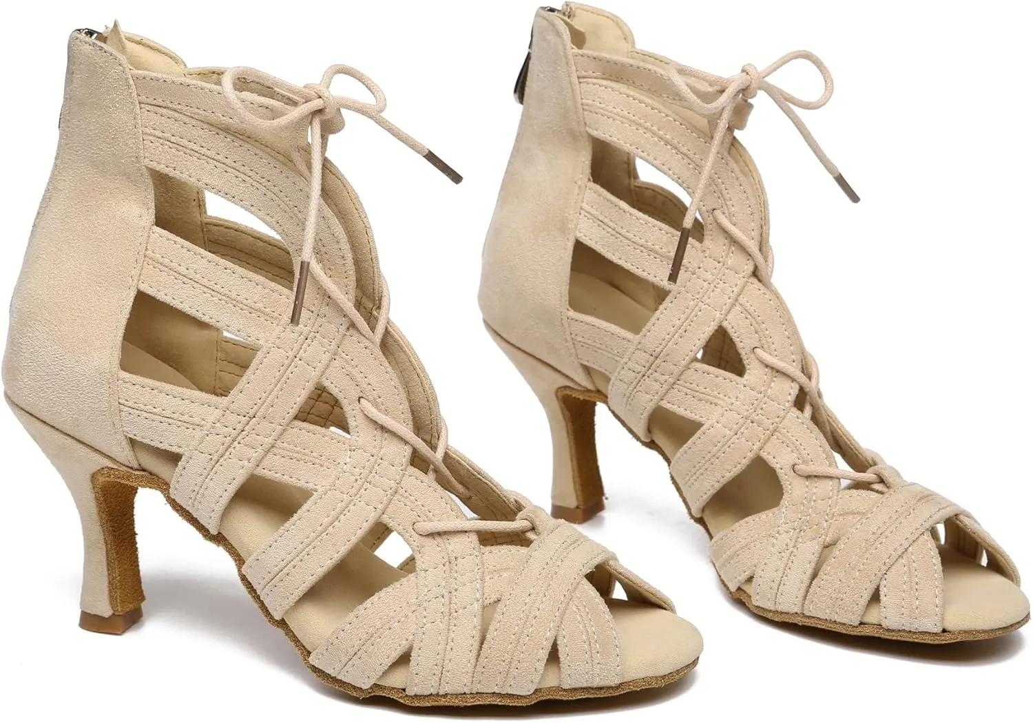 Minishion Women's Ballroom Dancing Boots Lace-up Latin Shoes Formal Party Sandals