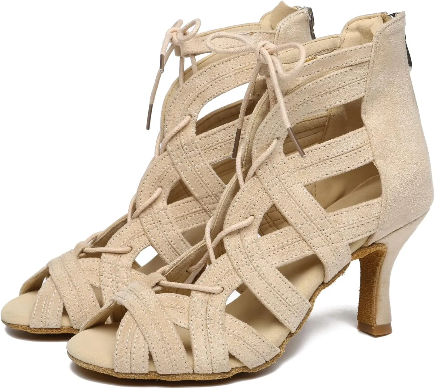 Minishion Women's Ballroom Dancing Boots Lace-up Latin Shoes Formal Party Sandals