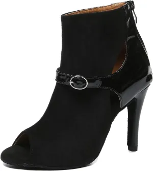 Minishion Womens Latin Dance Sandal Booties Zip Party Evening Boots Shoes