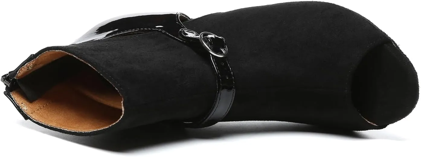 Minishion Womens Latin Dance Sandal Booties Zip Party Evening Boots Shoes