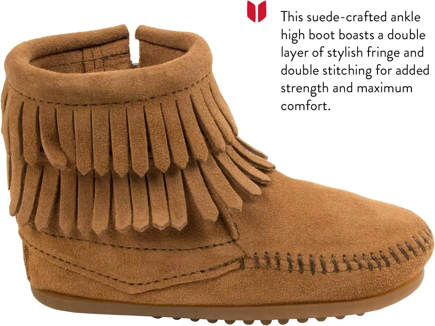 Minnetonka Children's Double Fringe Side Zip Boot