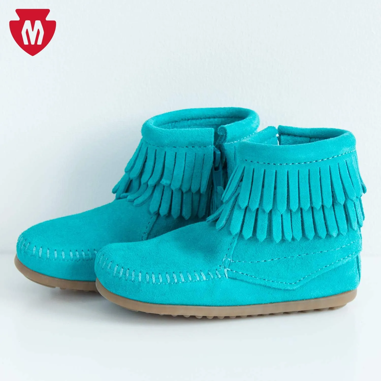 Minnetonka Children's Double Fringe Side Zip Boot