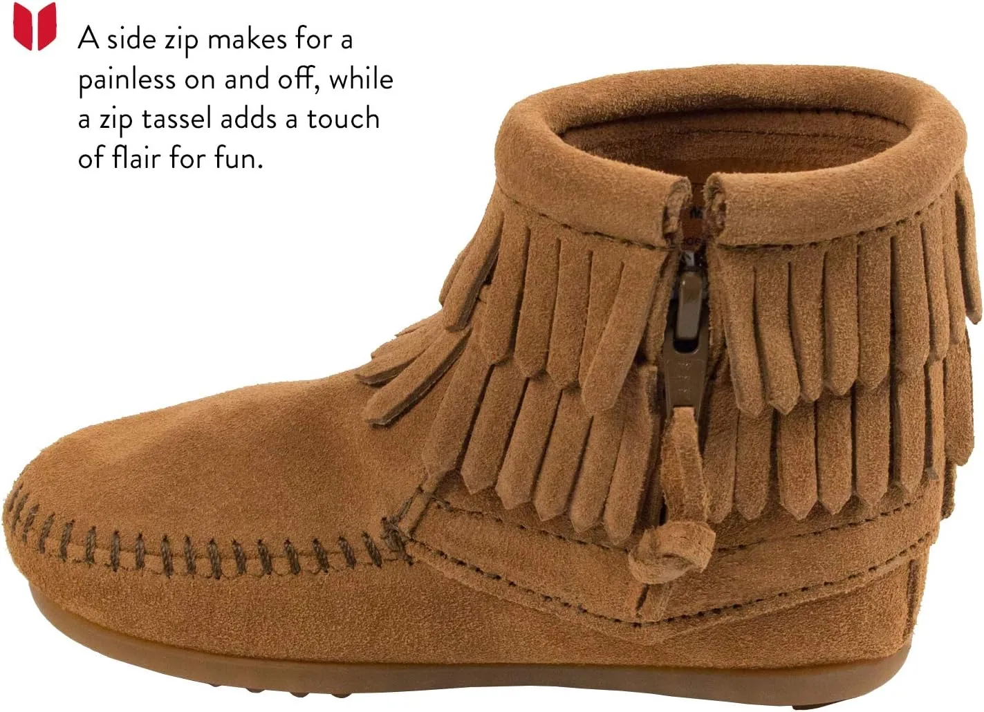 Minnetonka Children's Double Fringe Side Zip Boot