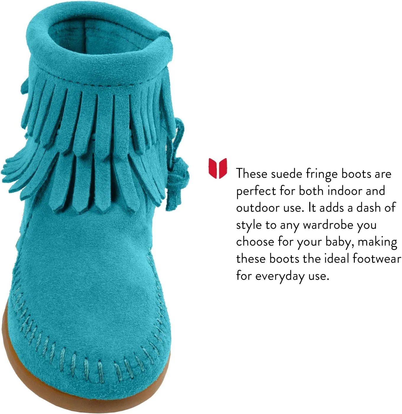 Minnetonka Children's Double Fringe Side Zip Boot
