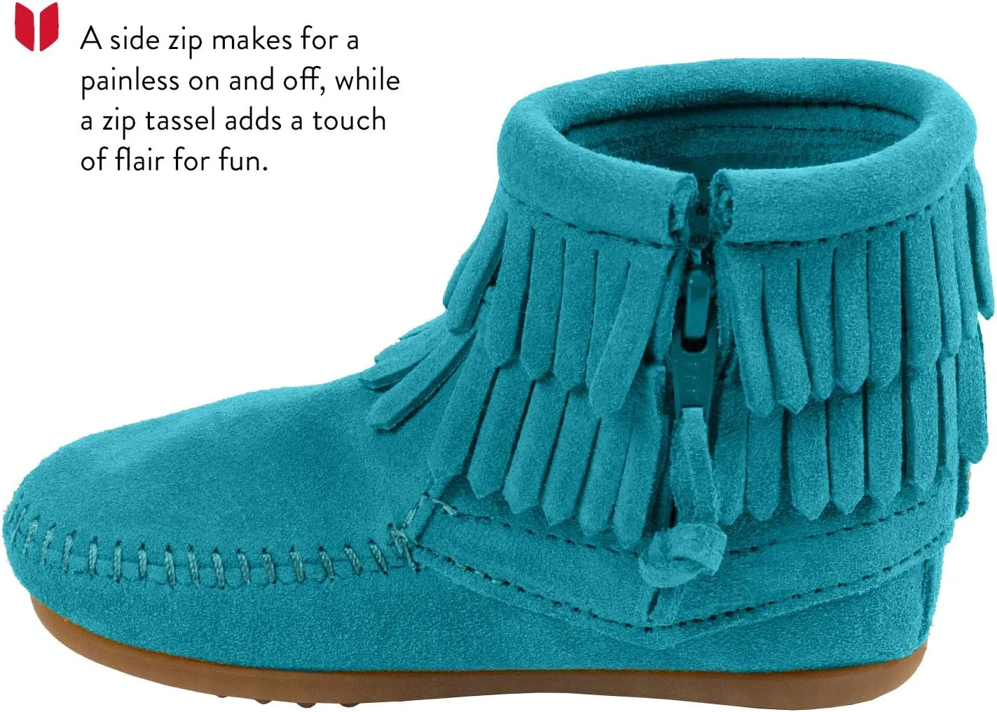 Minnetonka Children's Double Fringe Side Zip Boot