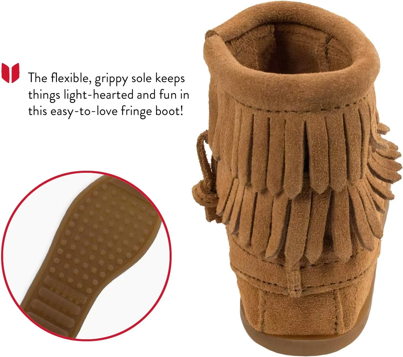 Minnetonka Children's Double Fringe Side Zip Boot