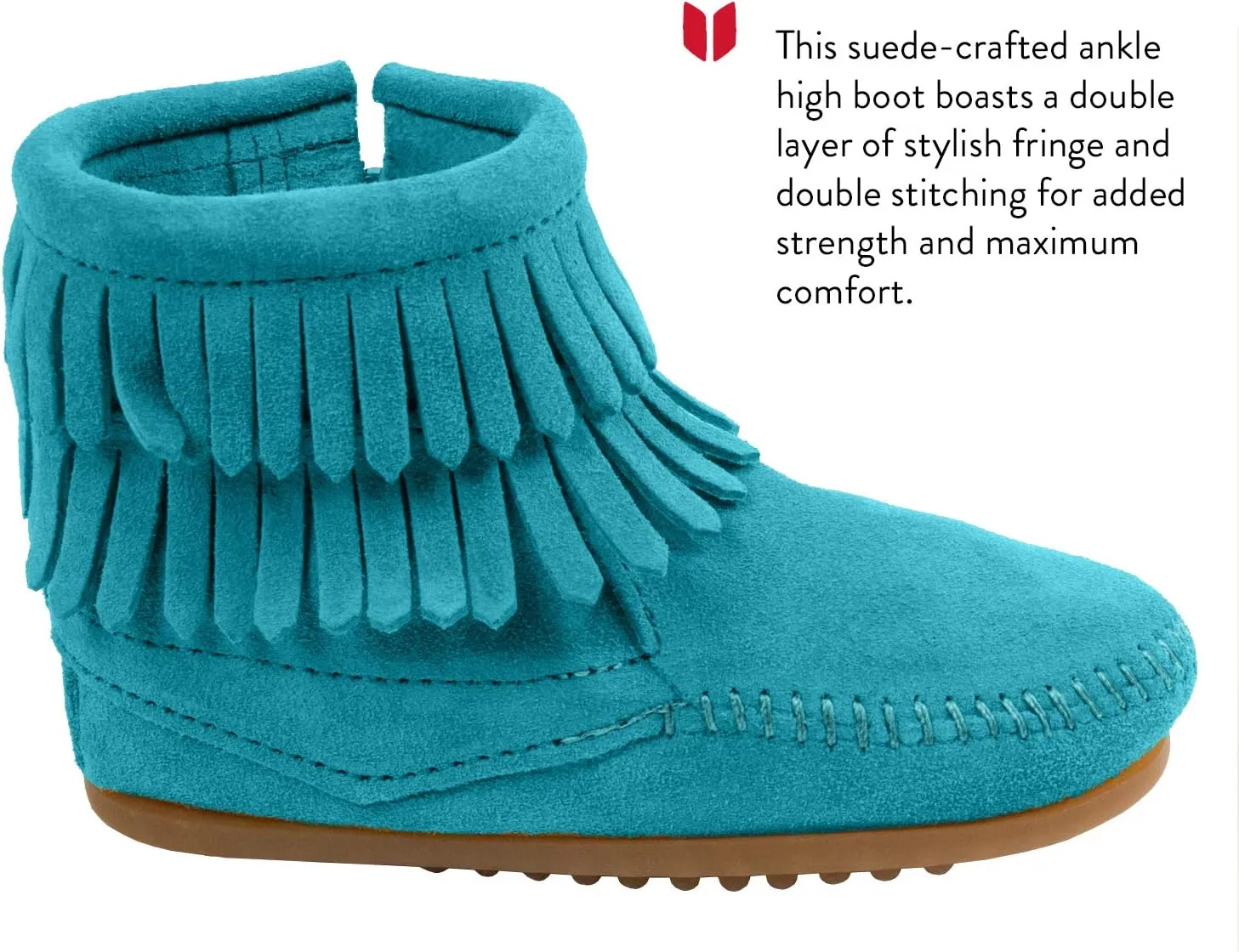 Minnetonka Children's Double Fringe Side Zip Boot