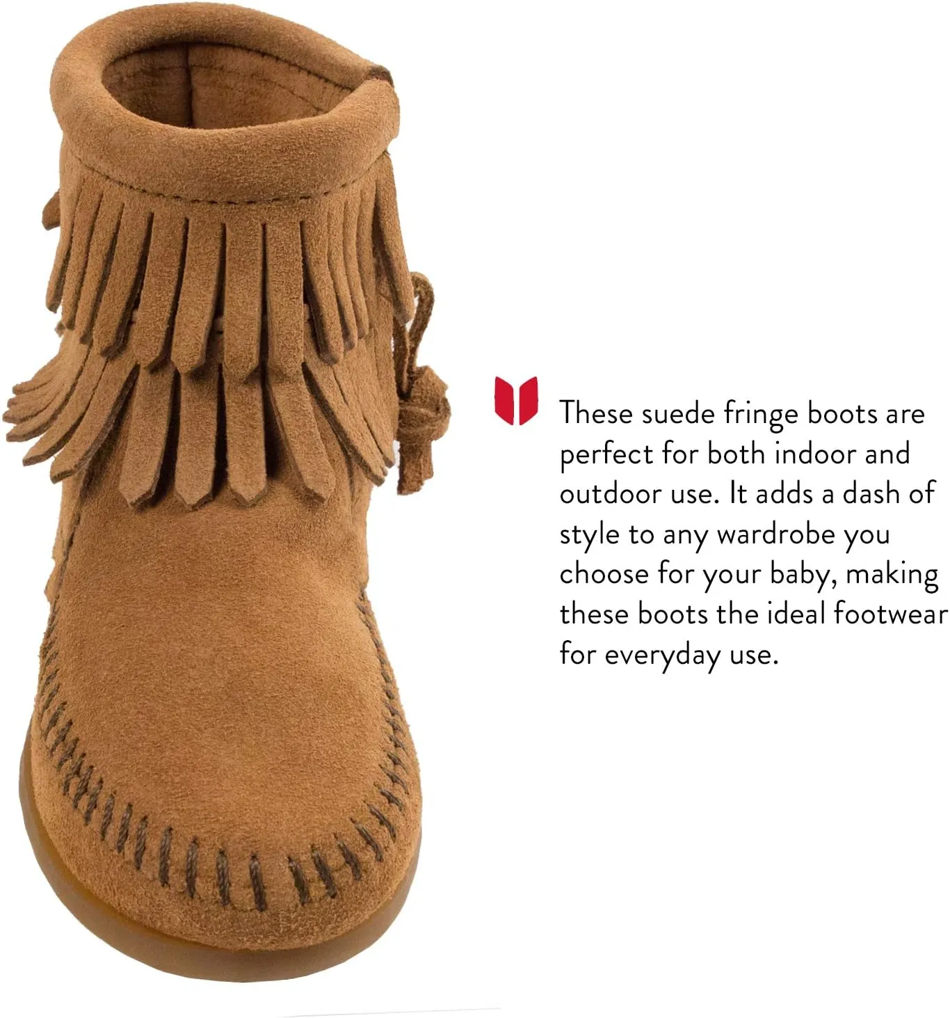 Minnetonka Children's Double Fringe Side Zip Boot
