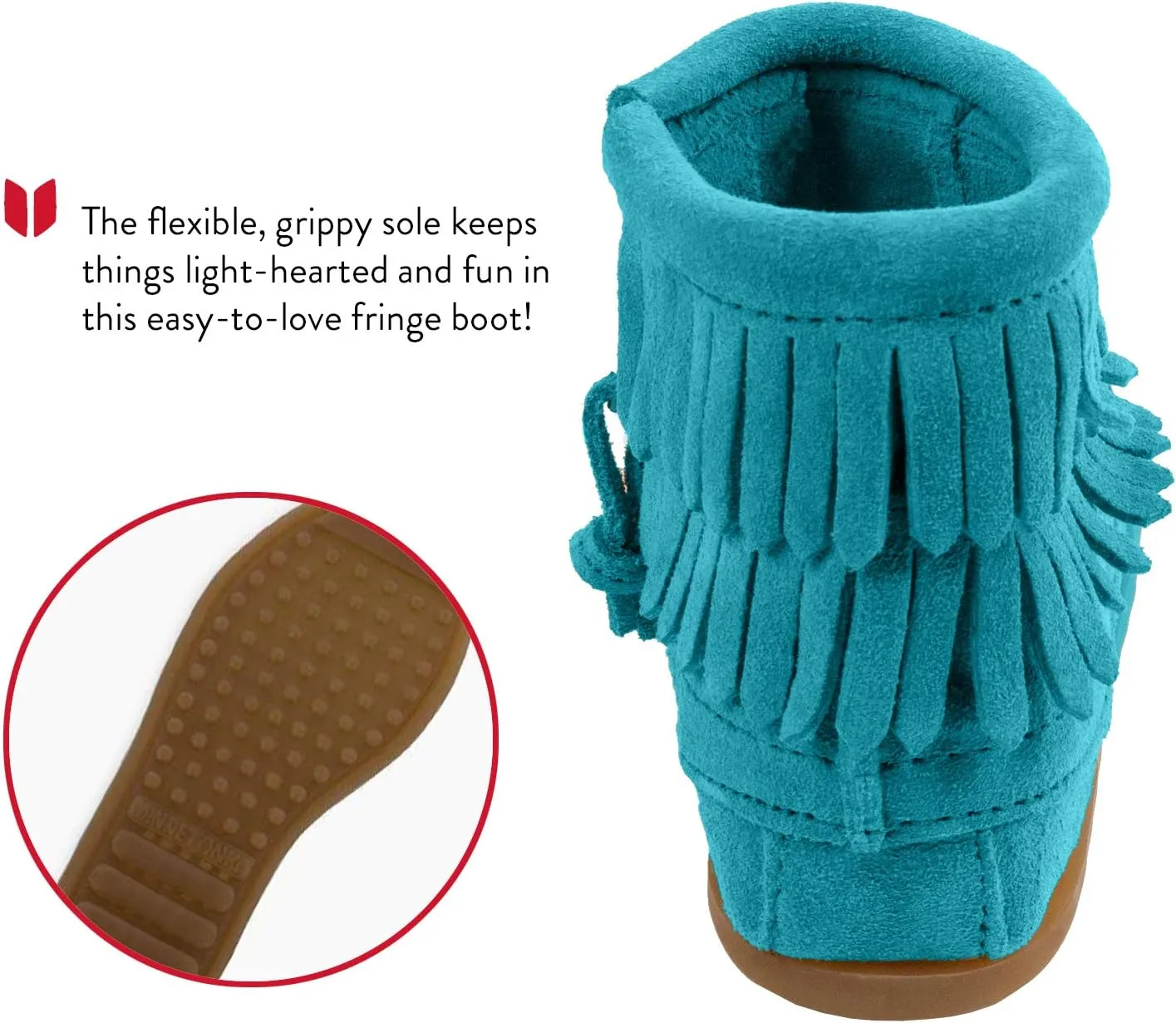 Minnetonka Children's Double Fringe Side Zip Boot