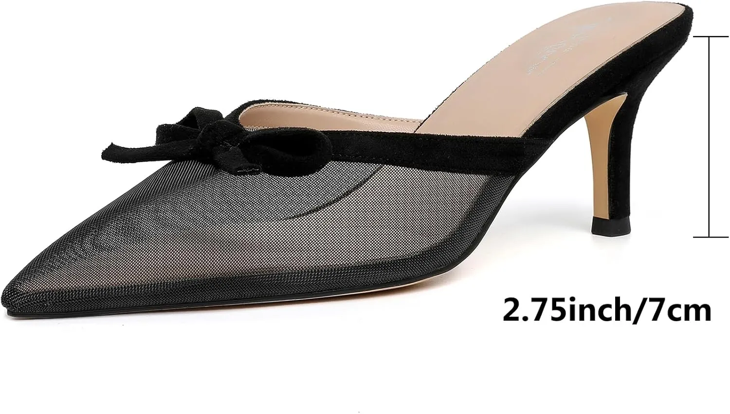 Mostrin Kitten Mules Heels for Women Pointed Closed Toe Heels Vintage Slip on Stiletto Dressy Pumps Shoes
