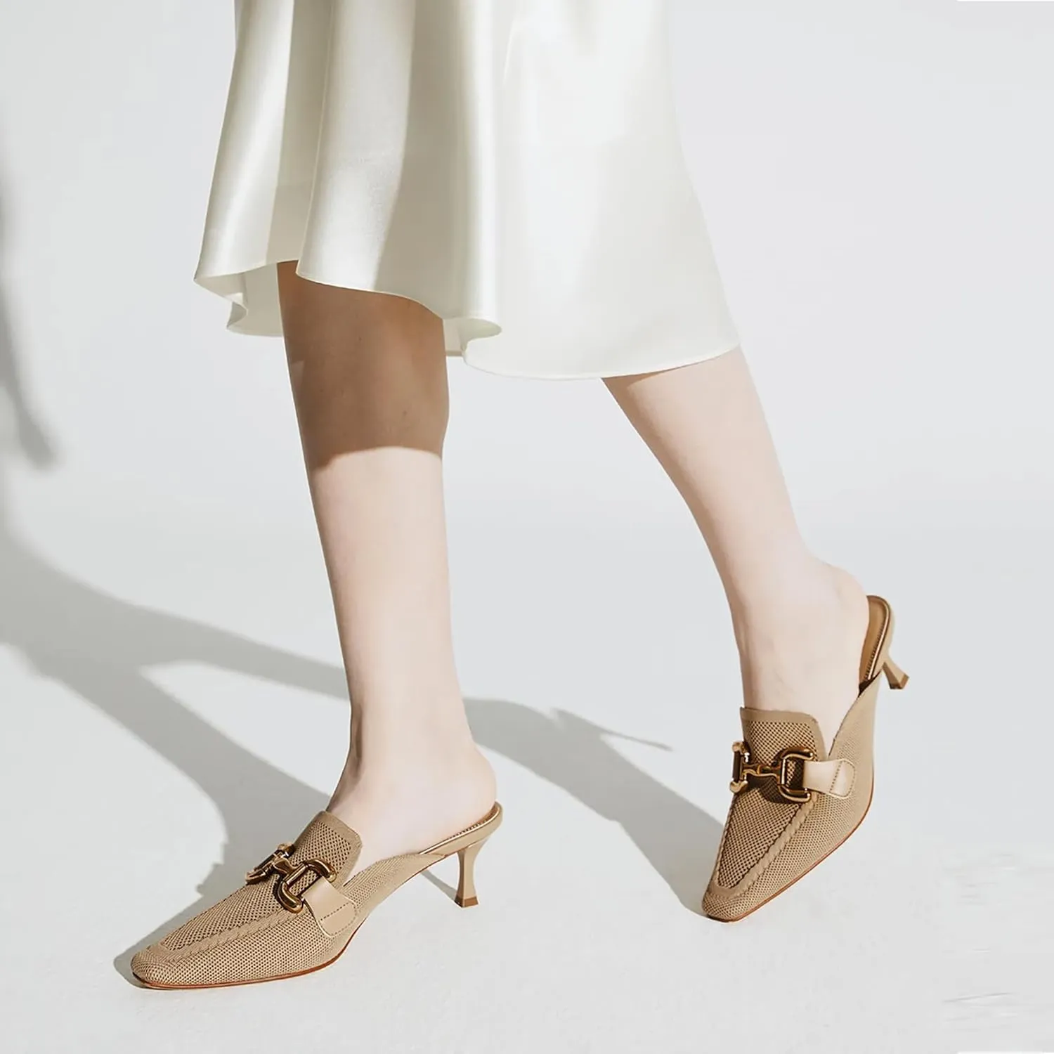 Mousse FIT Women's Elegant Square Toe Heeled Mules