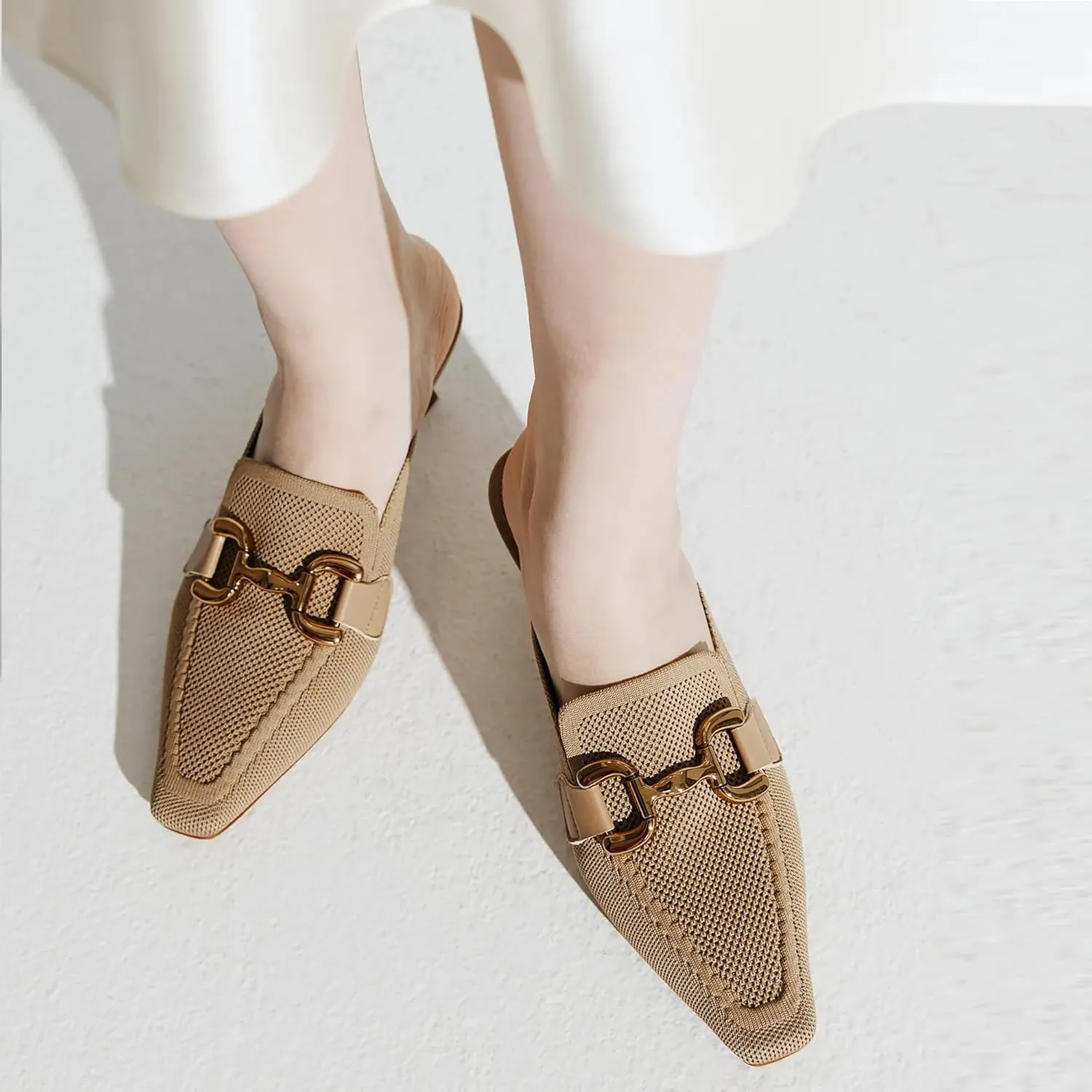 Mousse FIT Women's Elegant Square Toe Heeled Mules