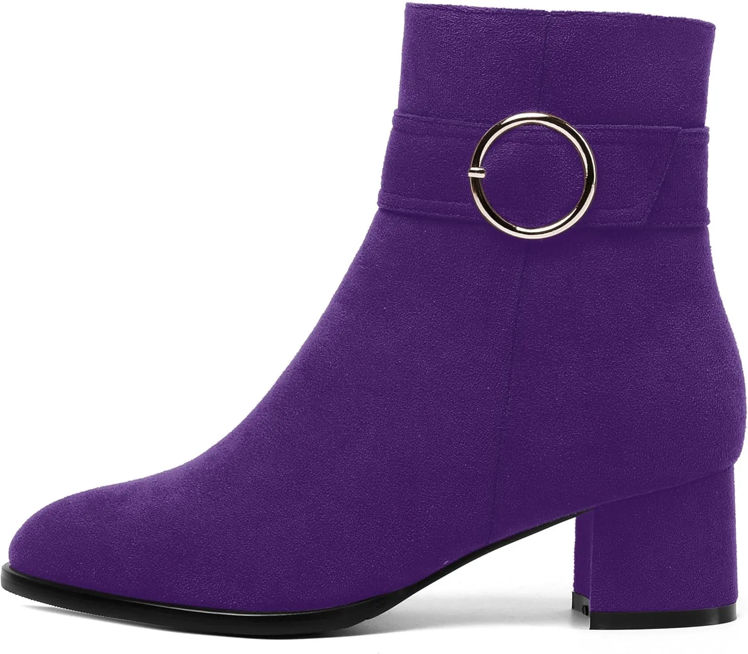 MOVINSTEPS Ankle Boots for Women Low Chunky Heel Wide Width Suede Short Booties Comfortable Casual Business Fashion Dressy Fall Winter Boots 2 Inch