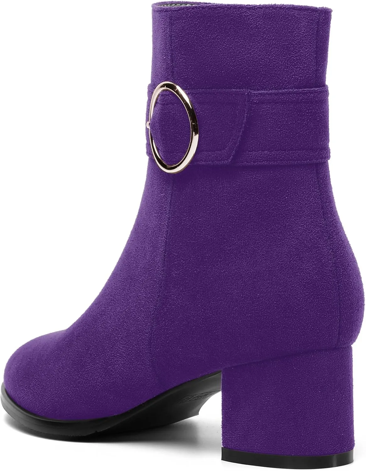 MOVINSTEPS Ankle Boots for Women Low Chunky Heel Wide Width Suede Short Booties Comfortable Casual Business Fashion Dressy Fall Winter Boots 2 Inch