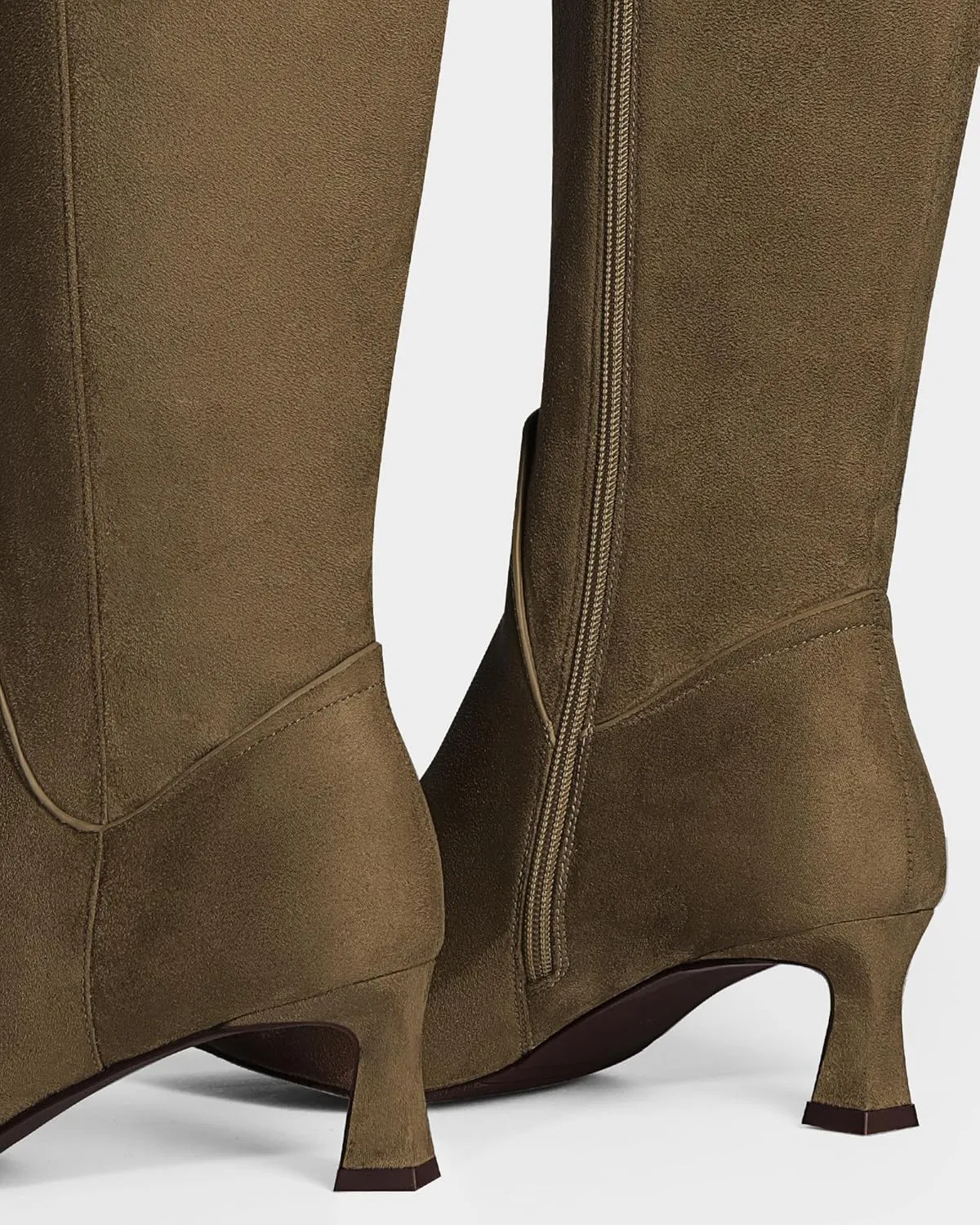 MUCCCUTE Knee High Boots for Women Kitten Heel Tall Boots Pointed Toe Slip On Sexy Fashion Long Botas with Full Side Zipper