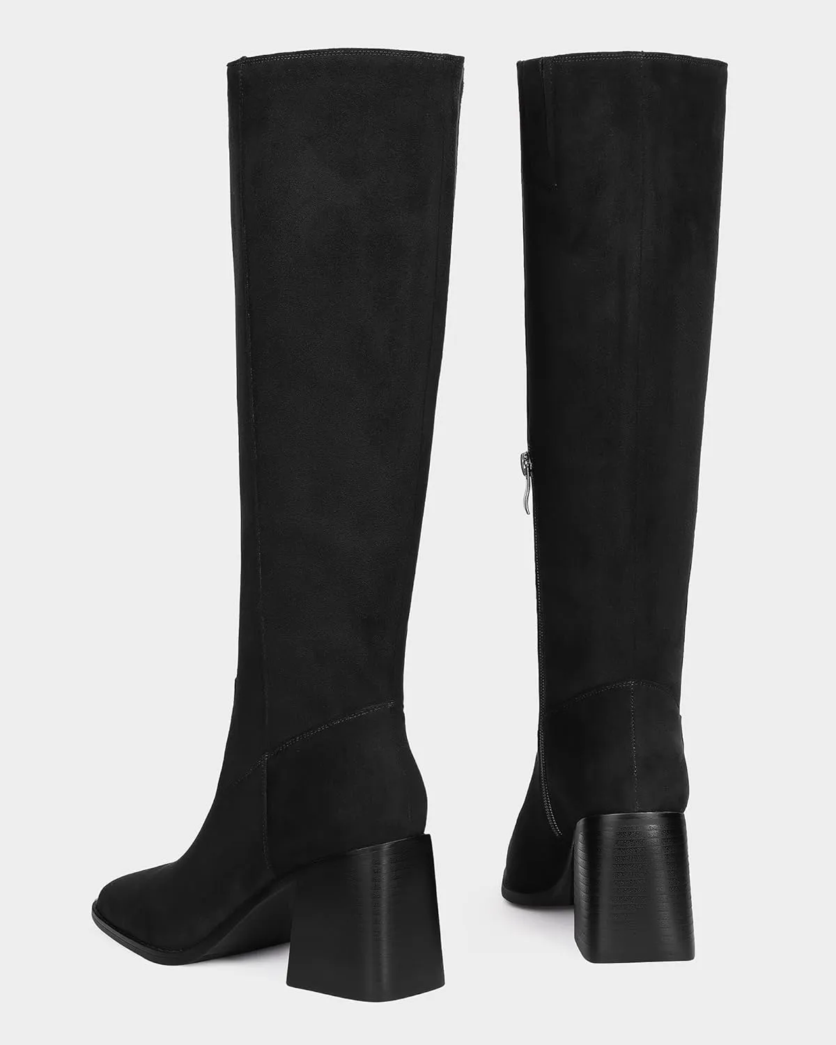MUCCCUTE Knee High Boots for Women - Square Toe Chunky Block Heel Boots with Side Zipper Pull On Tall Boot