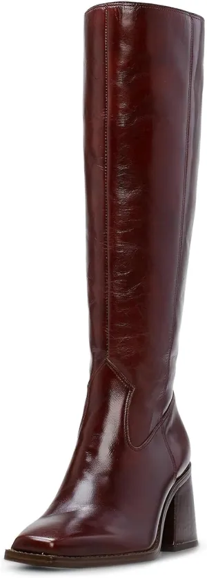 MUCCCUTE Knee High Boots Women - Faux Crocodile Boots Chunky Heel Square Toe Tall Boots Side Zipper GoGo Long Boot Pull On