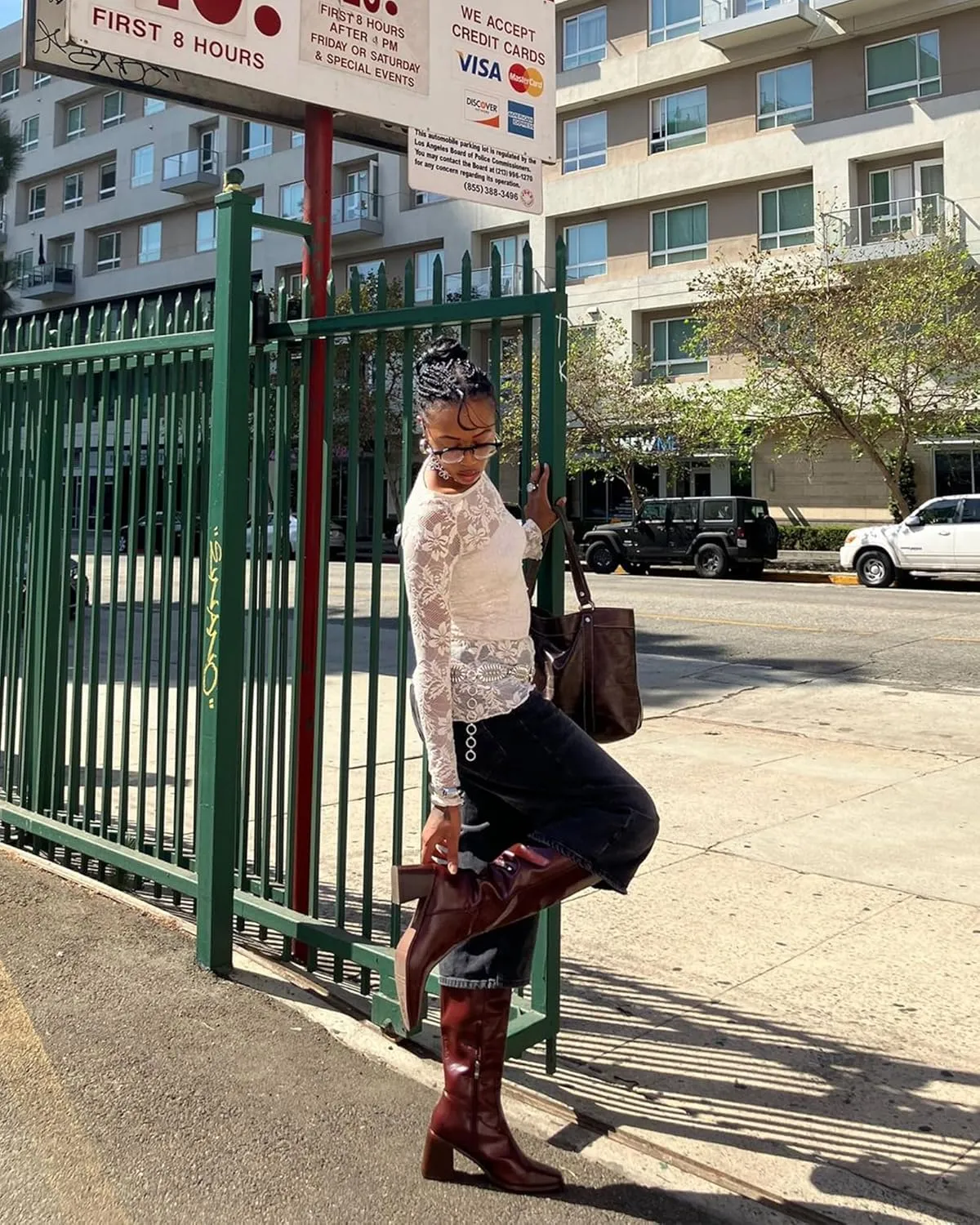 MUCCCUTE Knee High Boots Women - Faux Crocodile Boots Chunky Heel Square Toe Tall Boots Side Zipper GoGo Long Boot Pull On