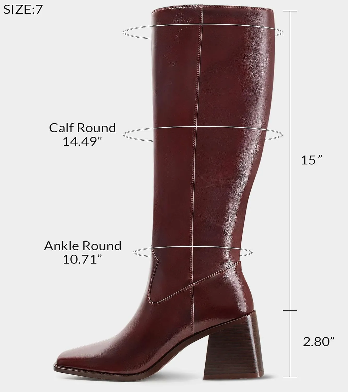 MUCCCUTE Knee High Boots Women - Faux Crocodile Boots Chunky Heel Square Toe Tall Boots Side Zipper GoGo Long Boot Pull On