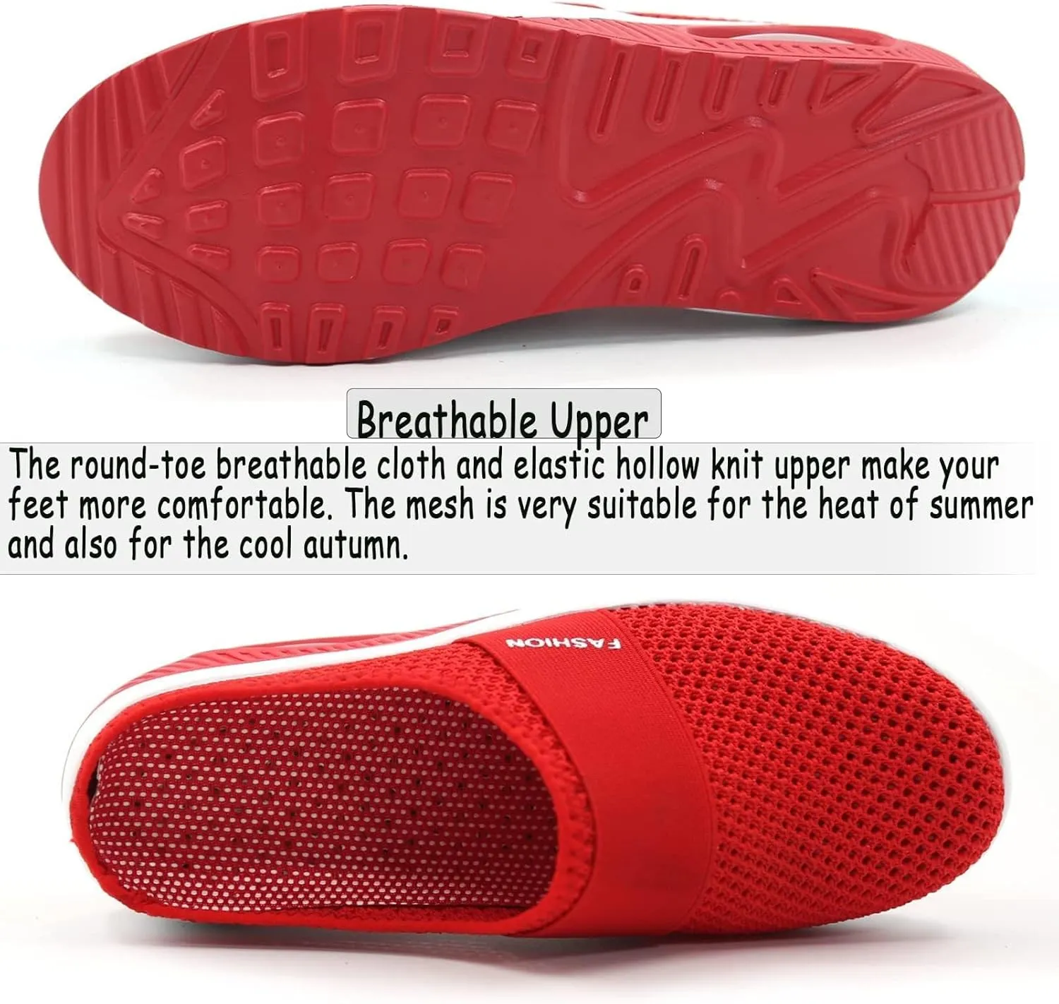 Mules for Women Comfortable Summer Comfort Mesh Hollow Out Backless Walking Sneakers Trendy Slip On Diabetic Air-Cushion Orthopedic Shoes BreathableWedge Platform Slippers with Arch Support