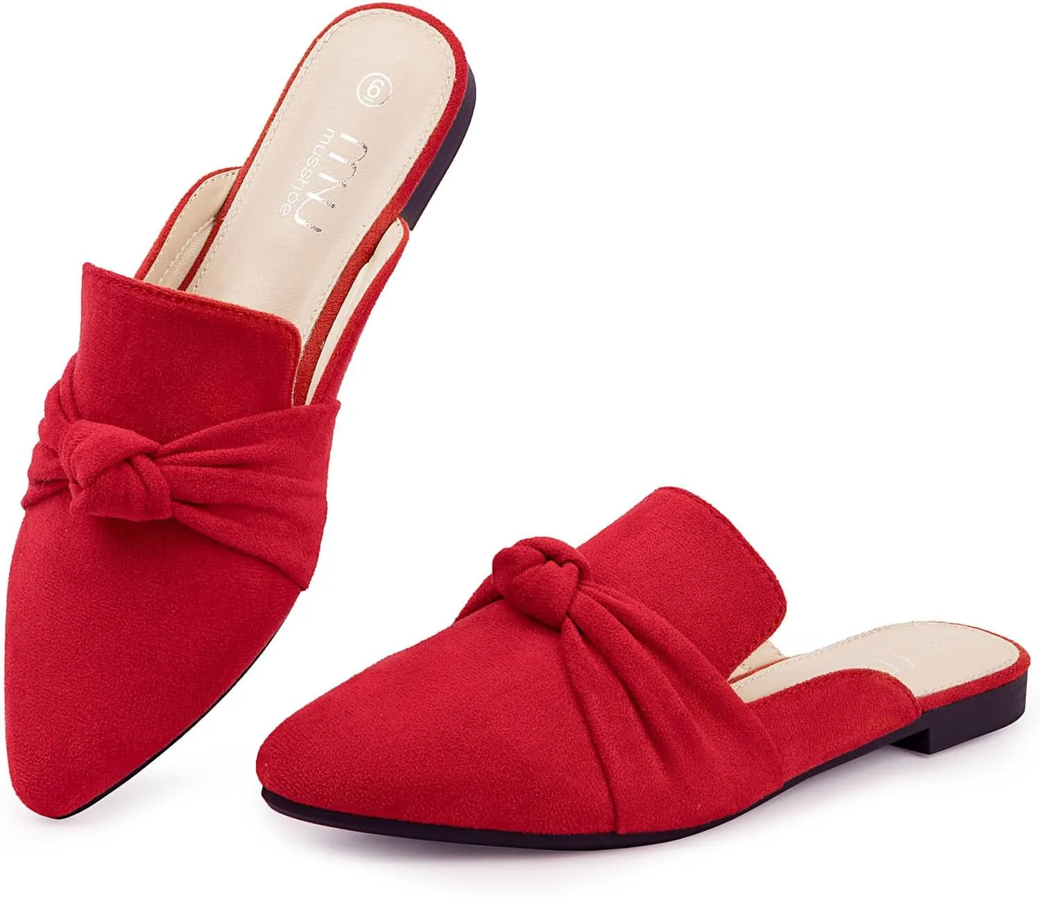MUSSHOE Mules for Women Flats Comfortable Pointed Toe Slip on Women Mules Flats…