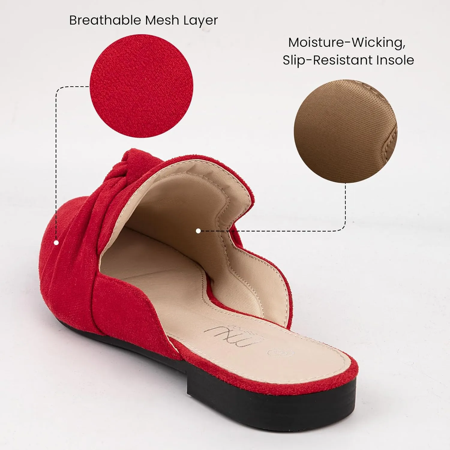 MUSSHOE Mules for Women Flats Comfortable Pointed Toe Slip on Women Mules Flats…