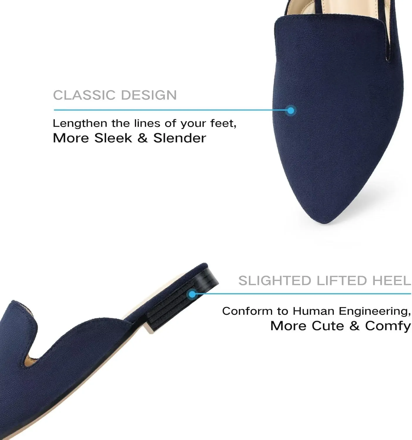 MUSSHOE Mules for Women Flats Comfortable Pointed Toe Women Mules