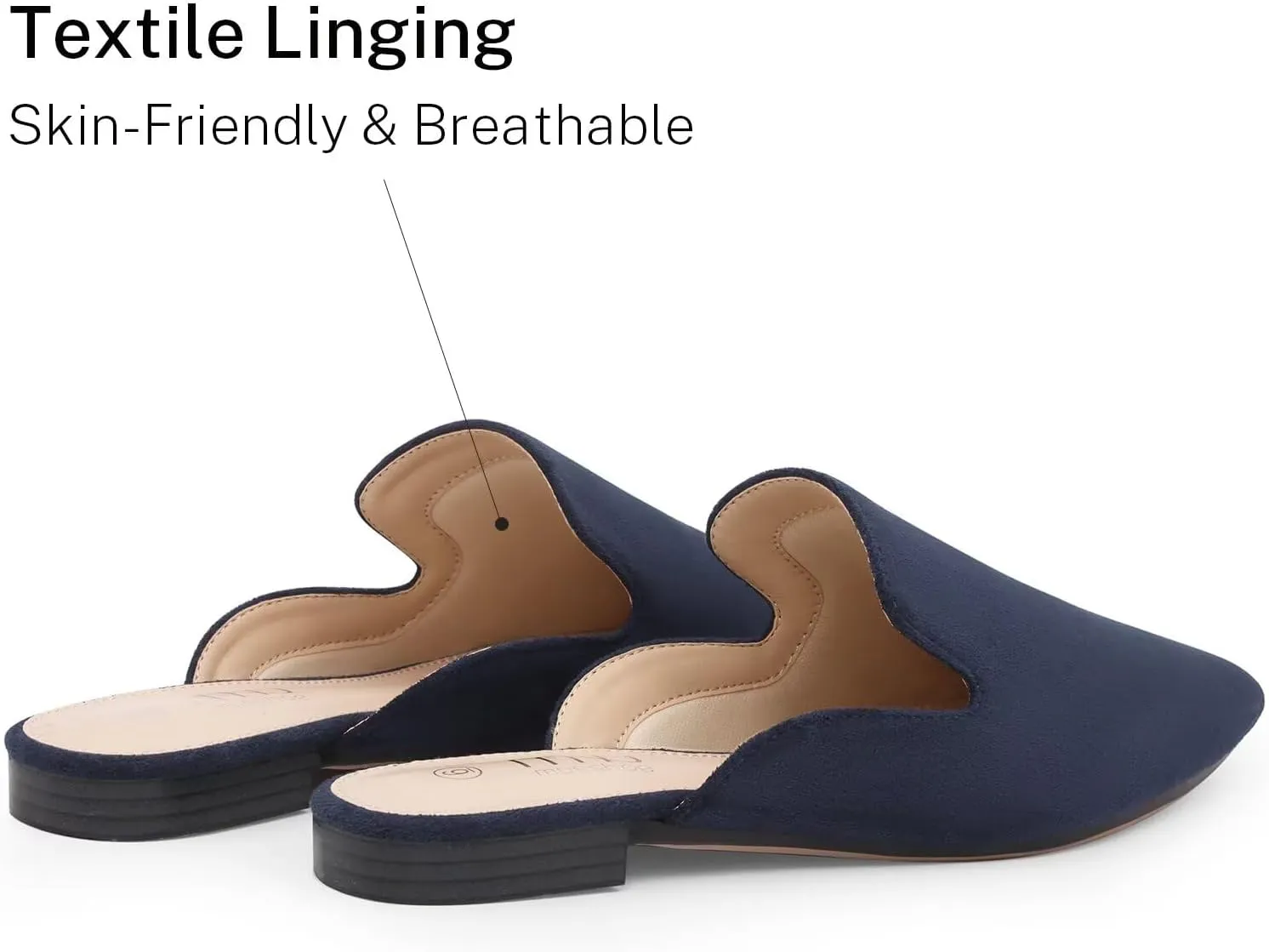 MUSSHOE Mules for Women Flats Comfortable Pointed Toe Women Mules
