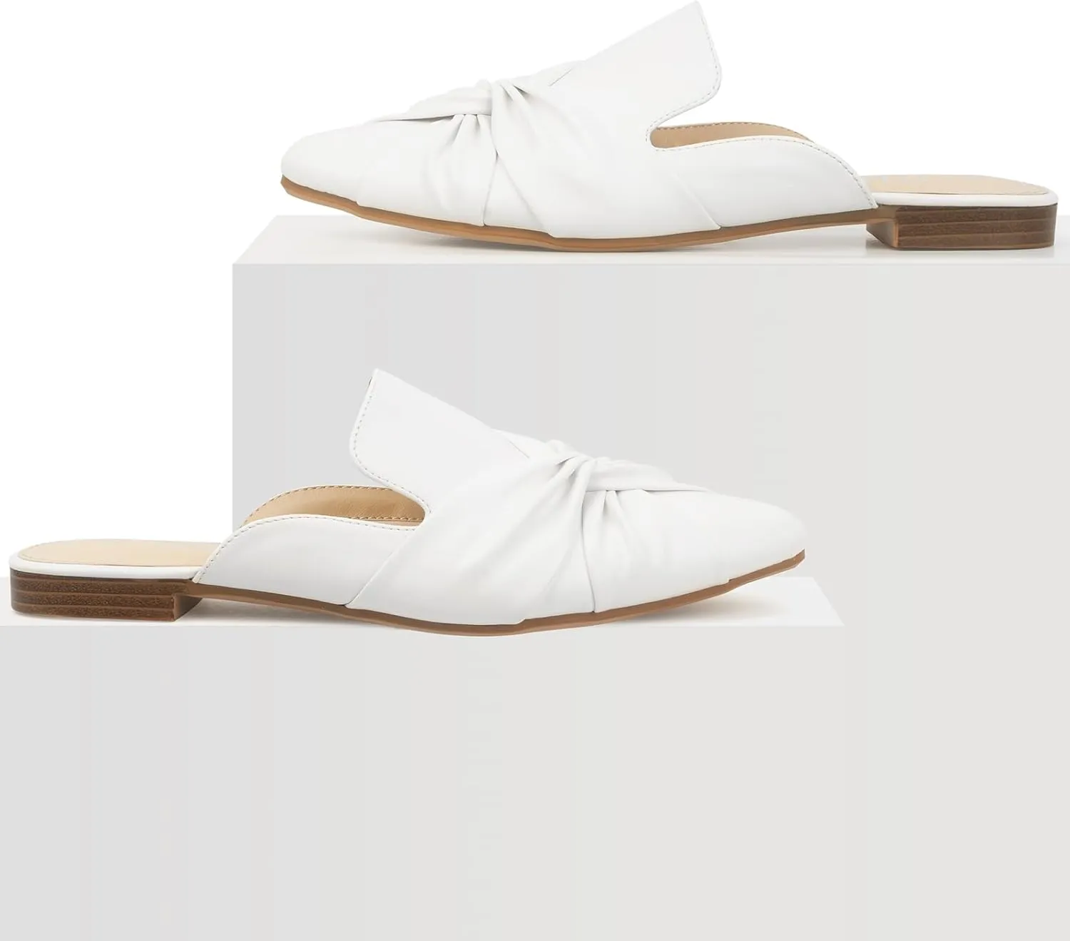 MUSSHOE Mules for Women Flats Comfortable Women Mules Backless Loafers with Knot