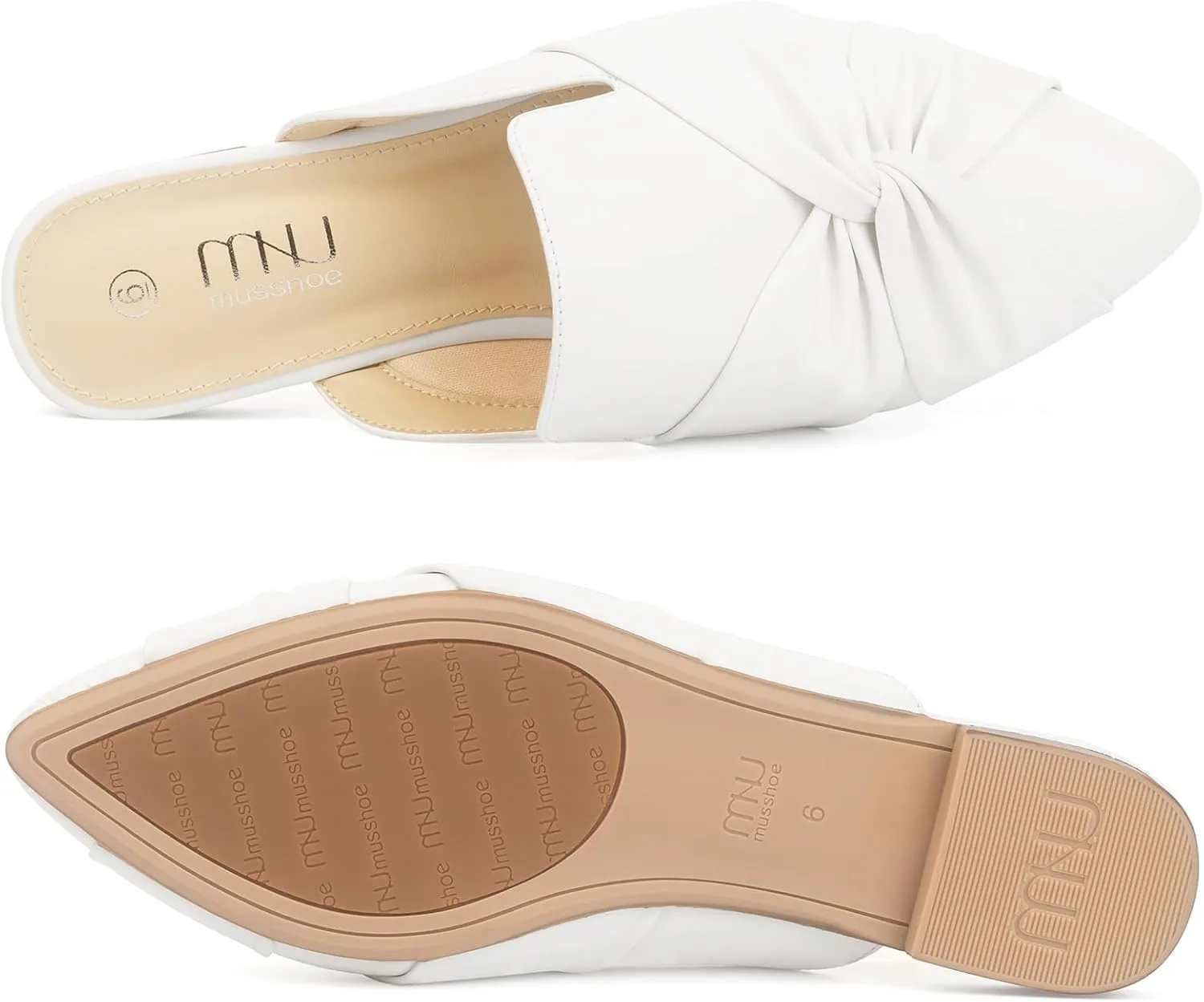 MUSSHOE Mules for Women Flats Comfortable Women Mules Backless Loafers with Knot