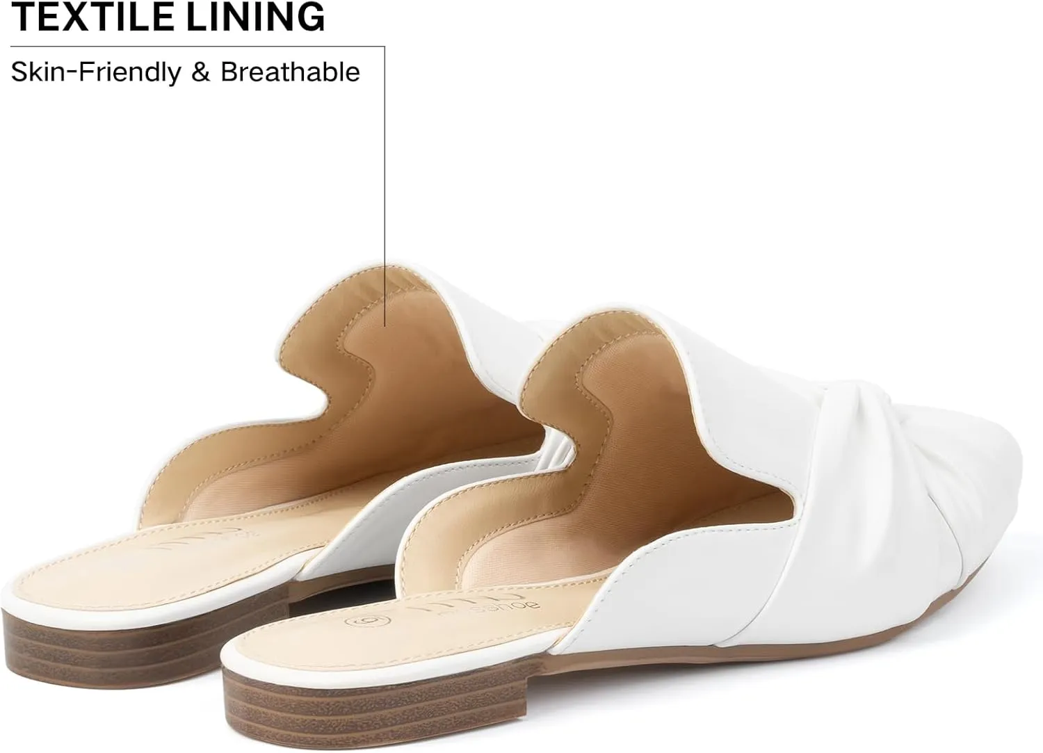 MUSSHOE Mules for Women Flats Comfortable Women Mules Backless Loafers with Knot