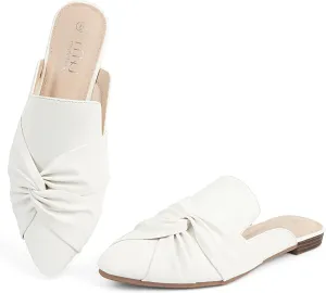 MUSSHOE Mules for Women Flats Comfortable Women Mules Backless Loafers with Knot