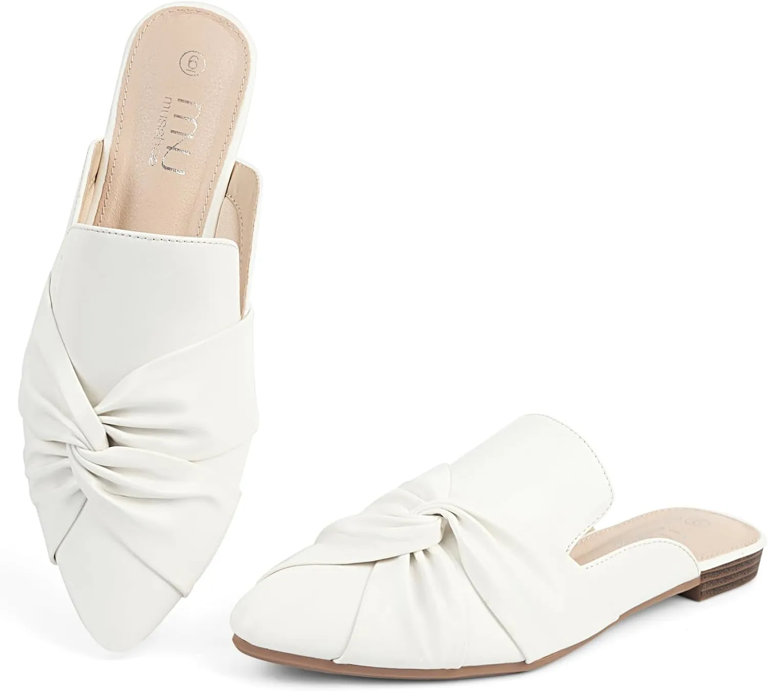 MUSSHOE Mules for Women Flats Comfortable Women Mules Backless Loafers with Knot