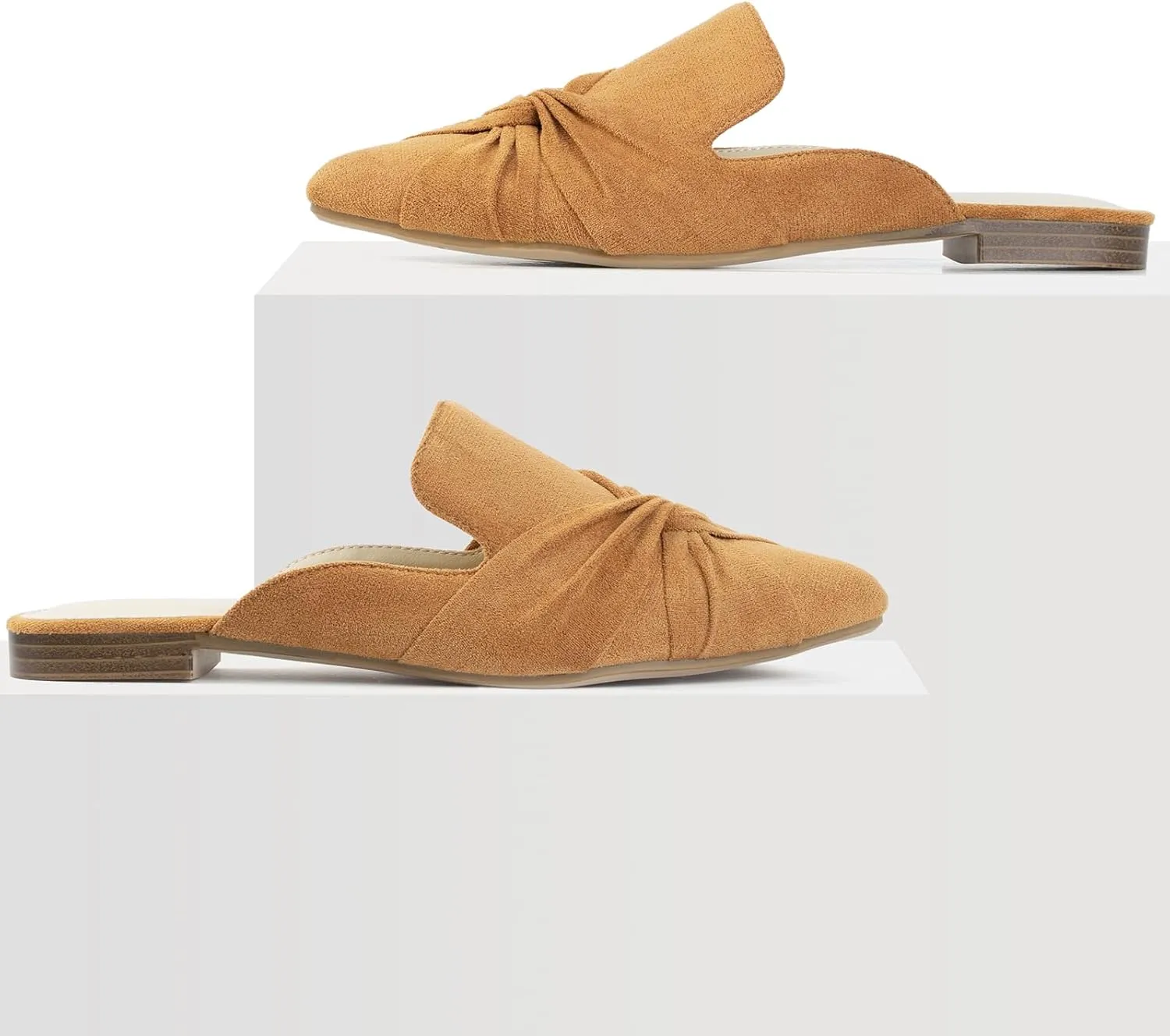MUSSHOE Mules for Women Flats Comfortable Women Mules Backless Loafers with Knot