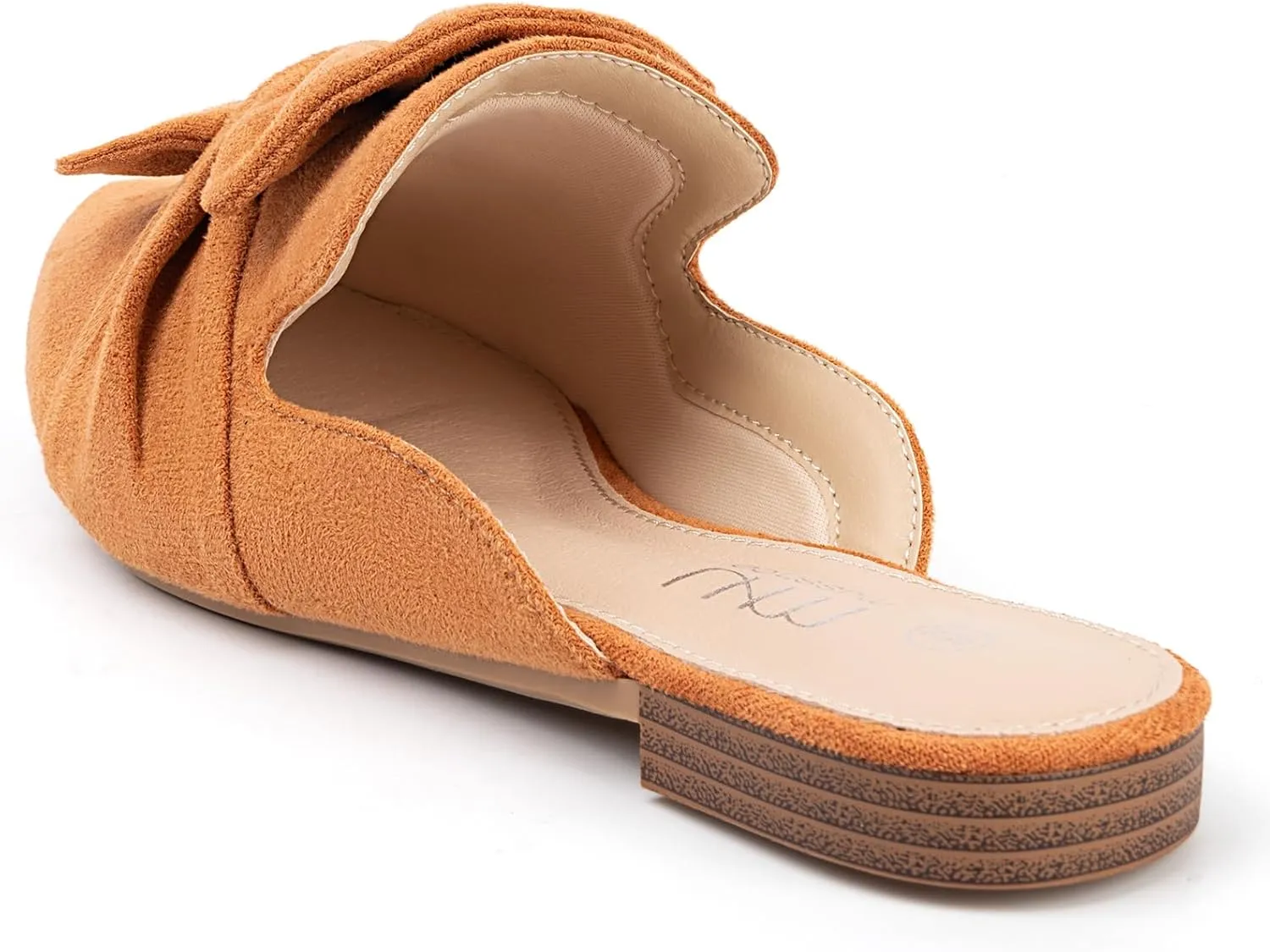 MUSSHOE Womens Mules Comfortable Pointed Toe Mules for Women Flats Backless Loafers with Bow Slip On
