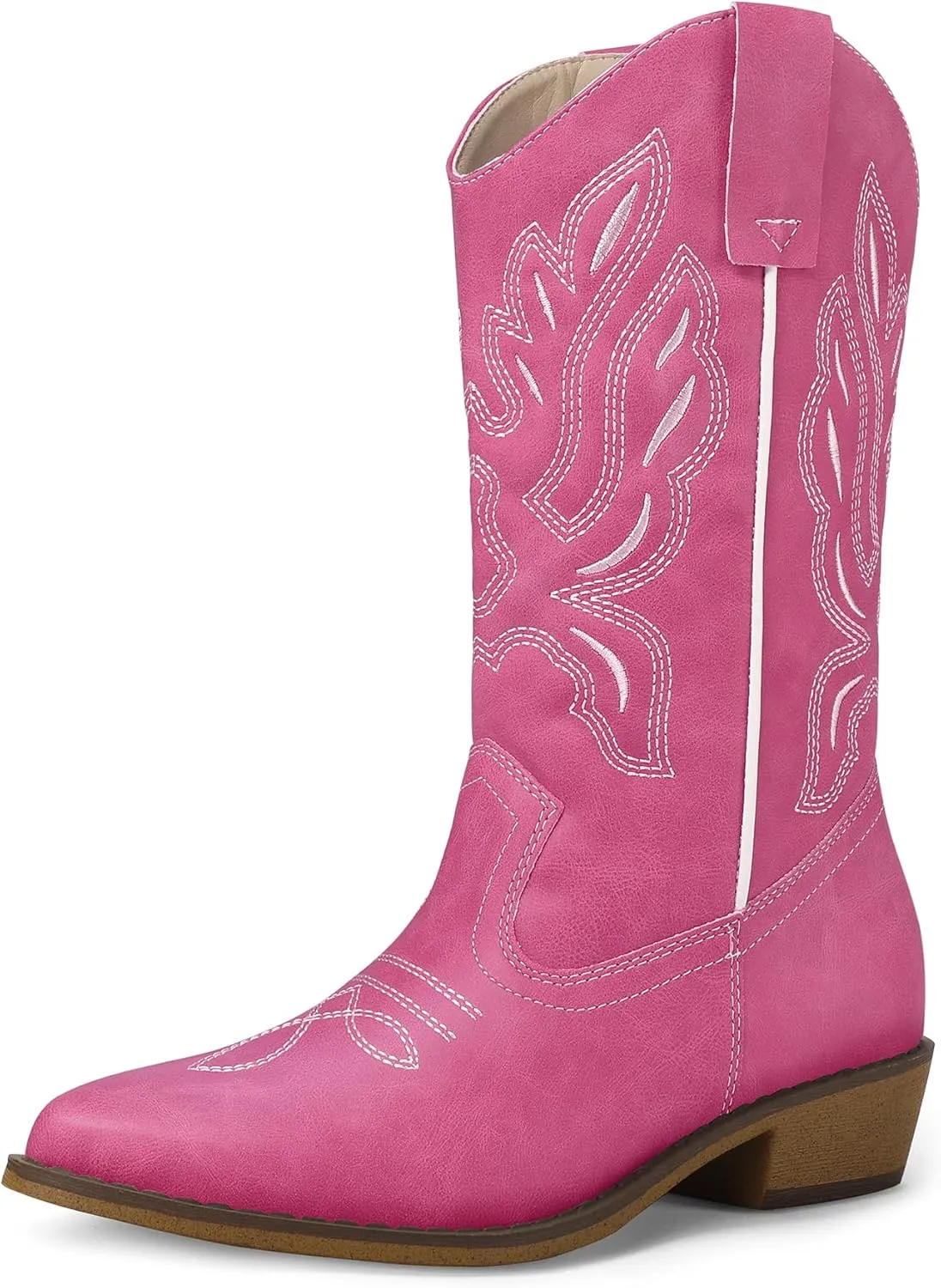 mysoft Women's Western Cowboy Boots Embroidered Mid-Calf Pointed Toe Cowgirl Boot