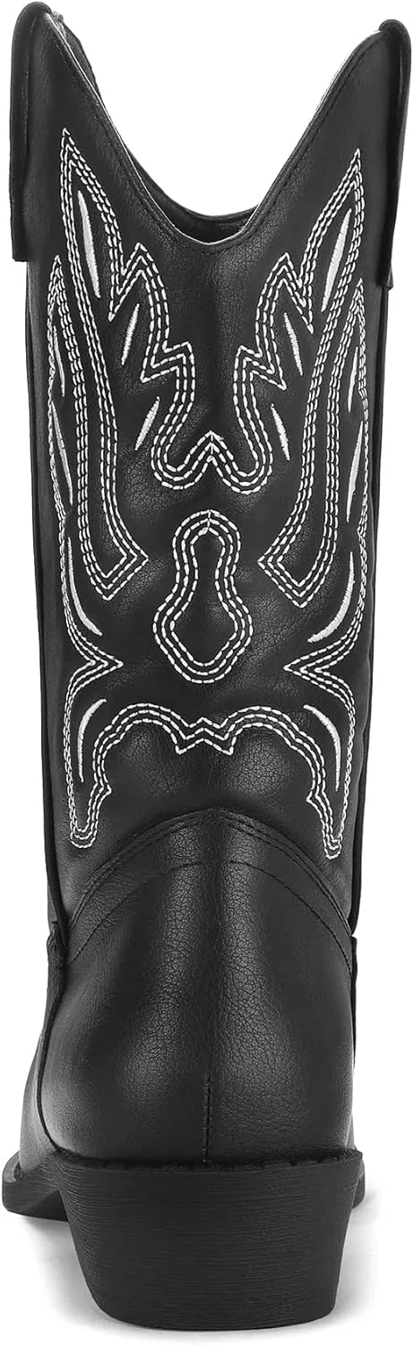 mysoft Women's Western Cowboy Boots Embroidered Mid-Calf Pointed Toe Cowgirl Boot