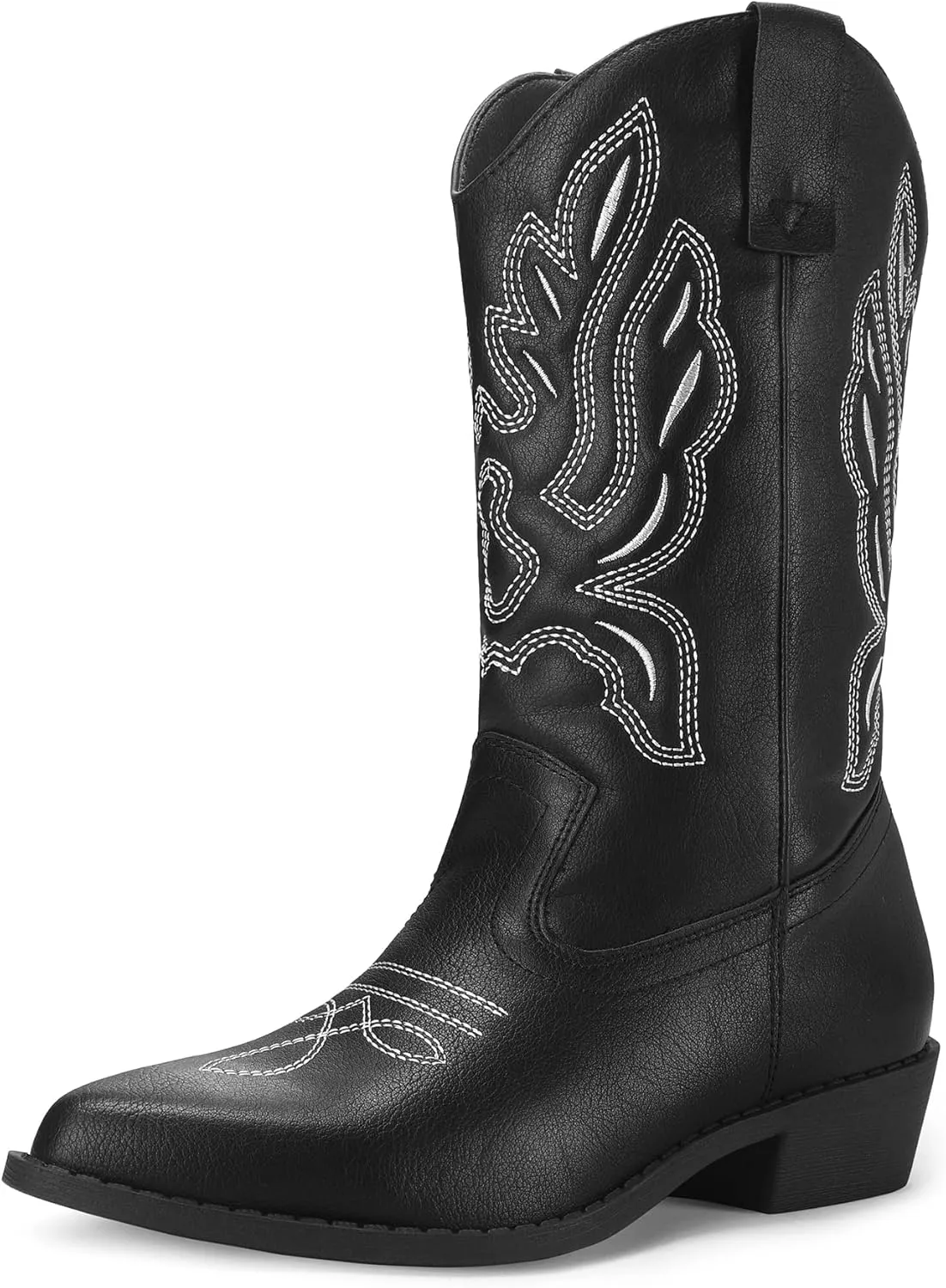 mysoft Women's Western Cowboy Boots Embroidered Mid-Calf Pointed Toe Cowgirl Boot